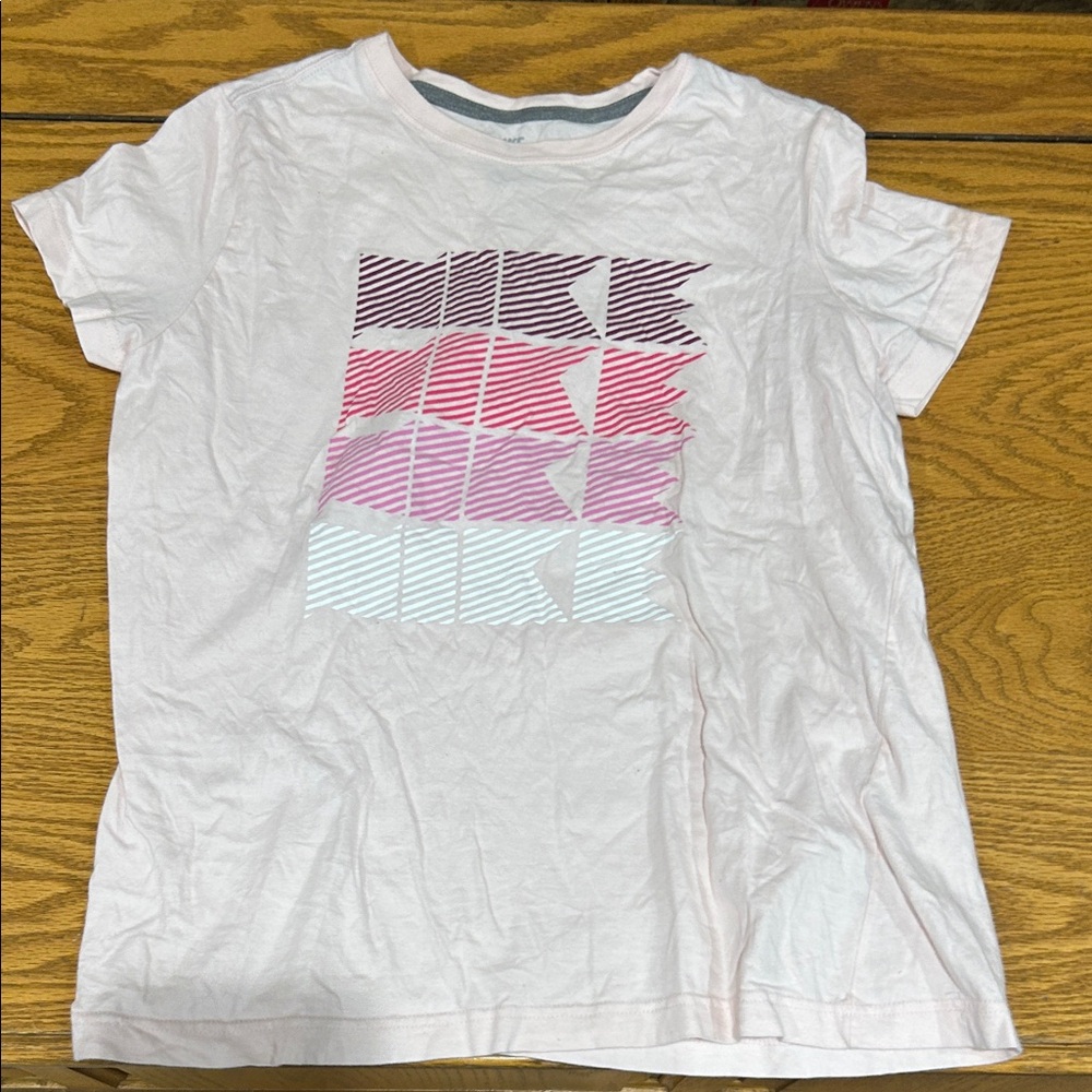 Nike Kids Pink and White Graphic Tee